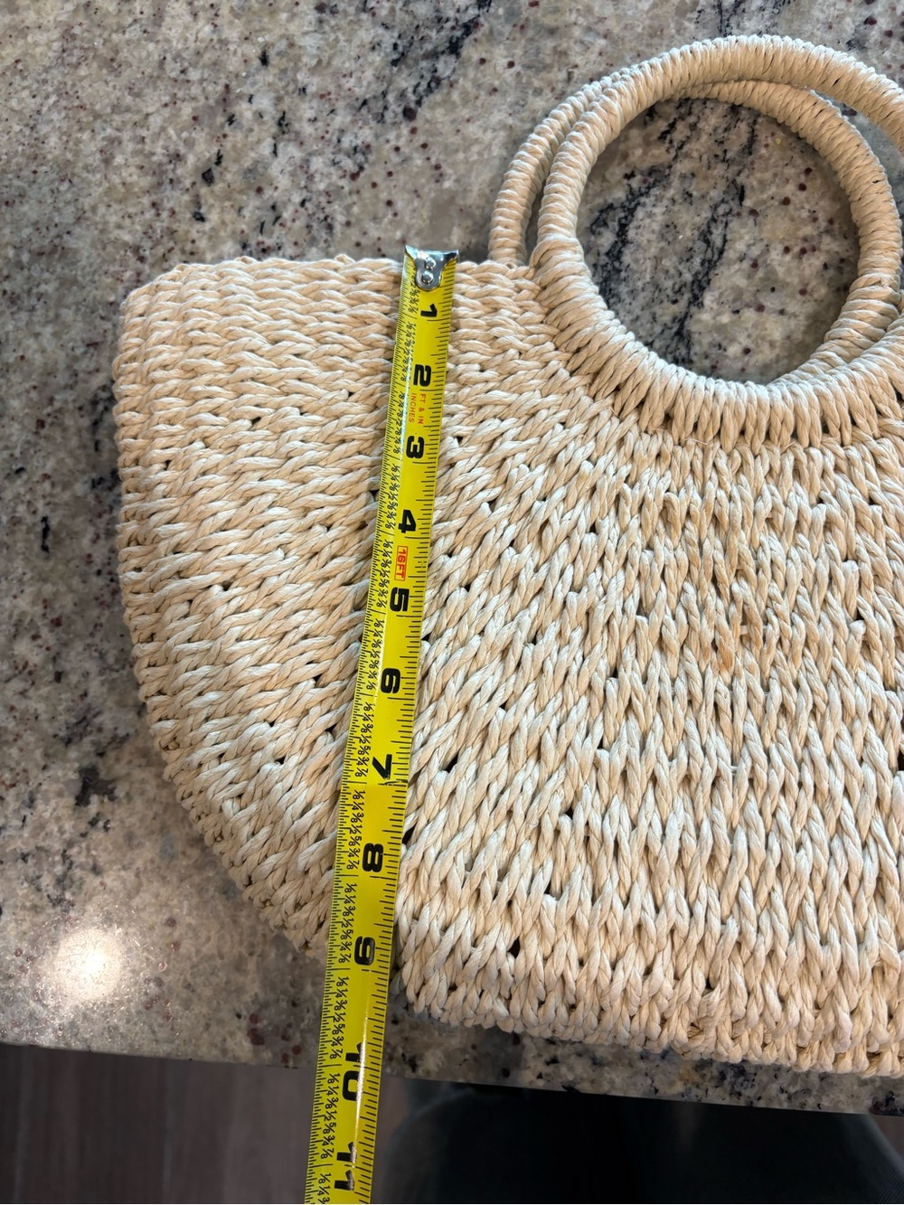 Natural Straw Circle-Handle Tote Bag - Picture 5 of 5
